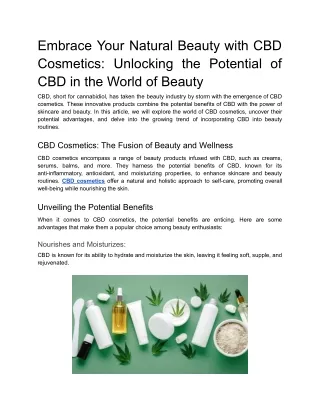Embrace Your Natural Beauty with CBD Cosmetics_ Unlocking the Potential of CBD in the World of Beauty