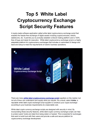 White Label Cryptocurrency Exchange Script Security Features