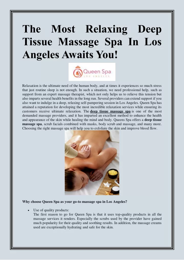 the most relaxing deep tissue massage