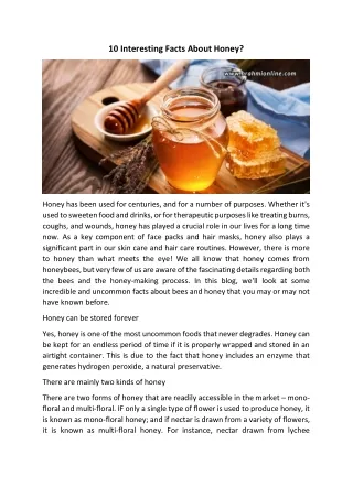 10 Interesting Facts About Honey