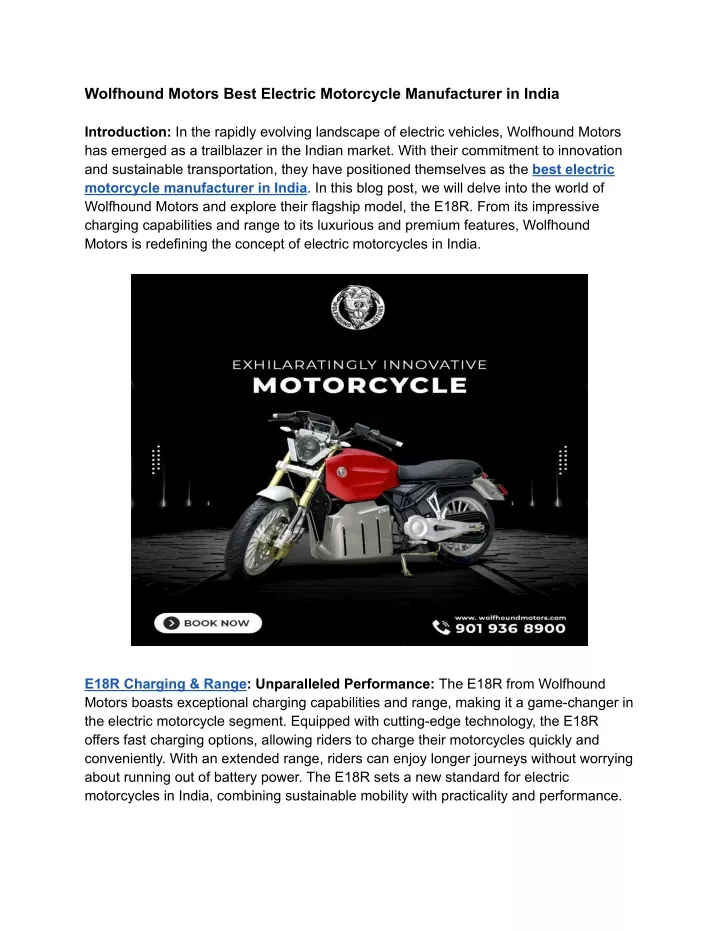 wolfhound motors best electric motorcycle