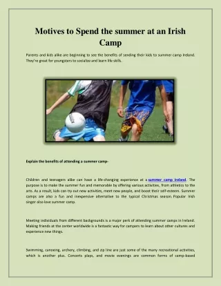 Motives to Spend the summer at an Irish Camp