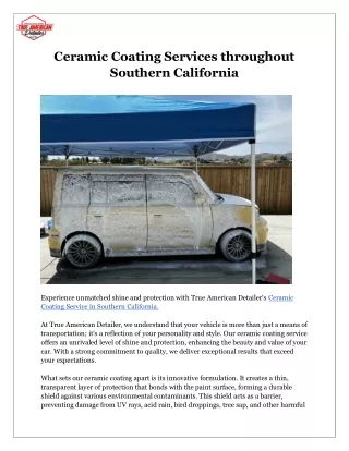 Ceramic Coating Services Throughout Southern California
