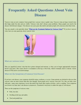 Frequently Asked Questions About Vein Disease
