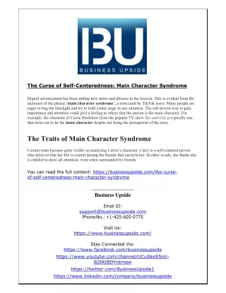 the curse of self centeredness main character
