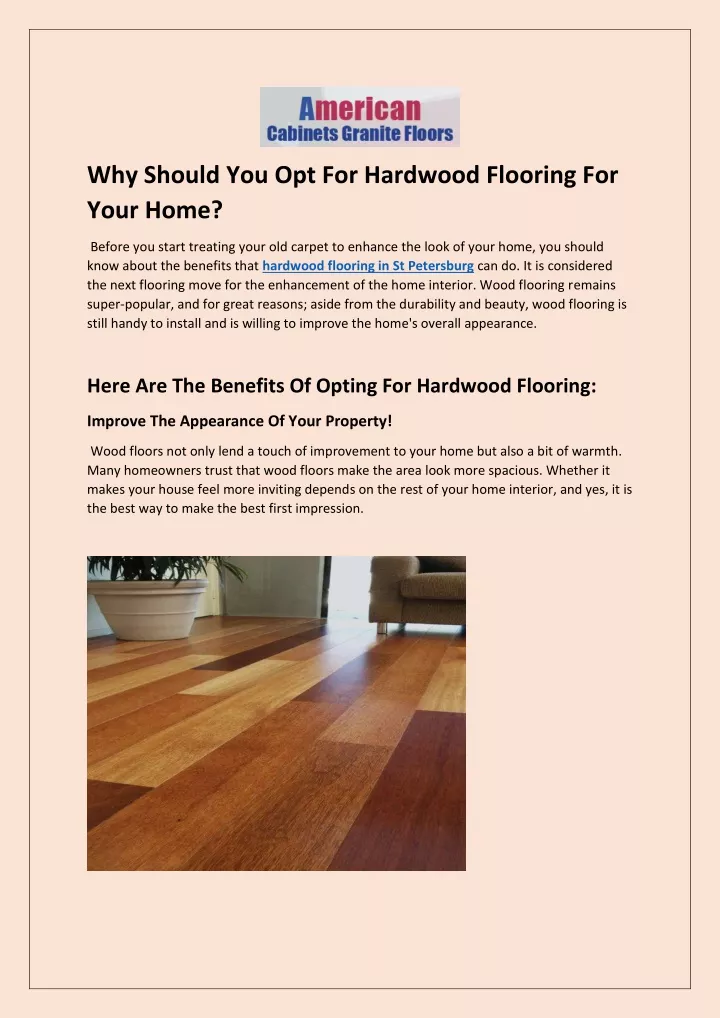 why should you opt for hardwood flooring for your