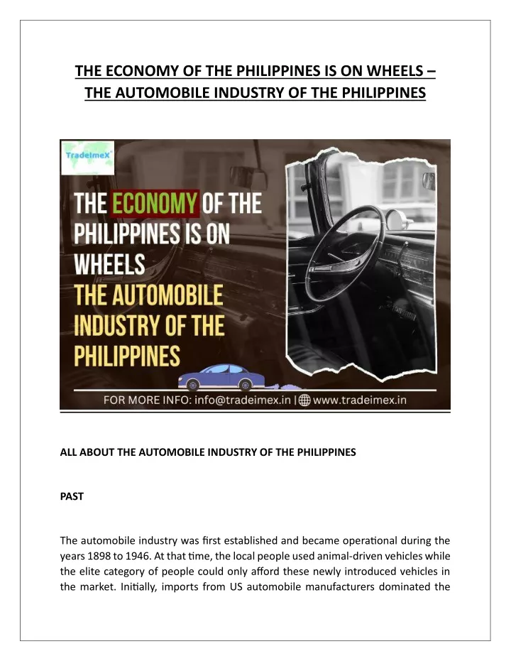 the economy of the philippines is on wheels