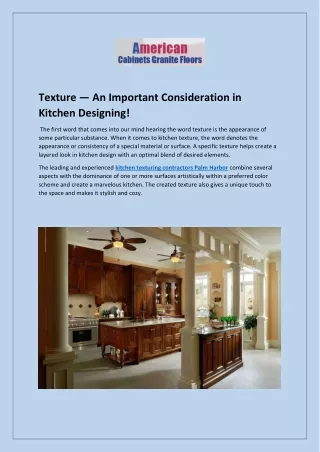 The Important Consideration In Kitchen Designing