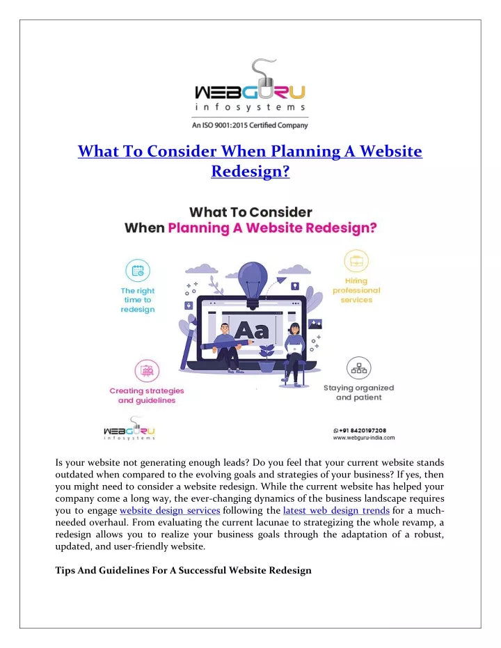 what to consider when planning a website redesign