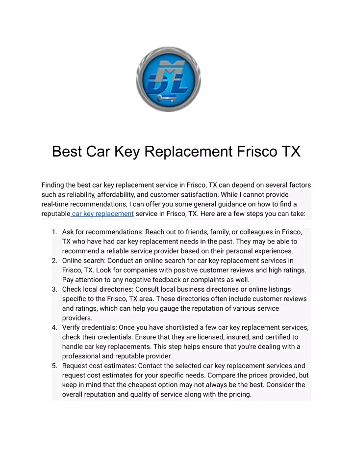 best car key replacement frisco tx