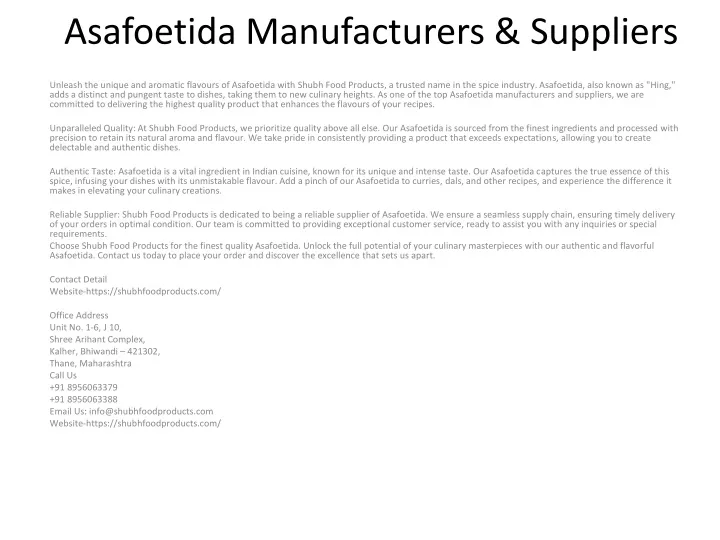 asafoetida manufacturers suppliers