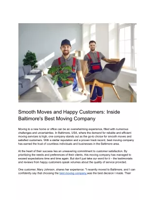 smooth moves and happy customers inside baltimore