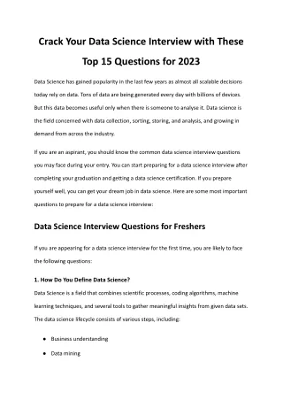 Crack Your Data Science Interview with These Top 15 Questions for 2023