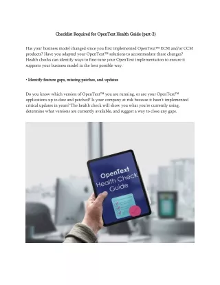 checklist required for opentext health guide part