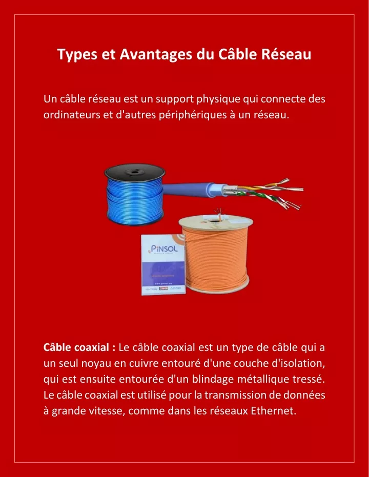 types et avantages du c ble r seau