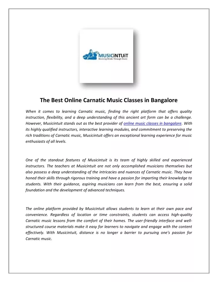 the best online carnatic music classes