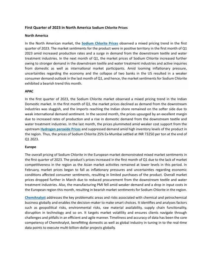first quarter of 2023 in north america sodium