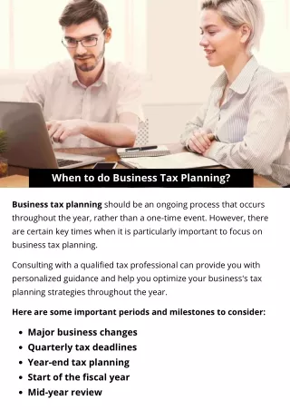 When to do Business Tax Planning?