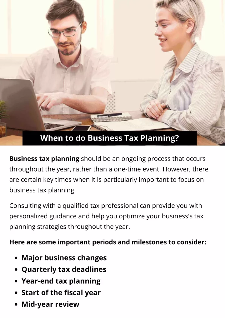 when to do business tax planning