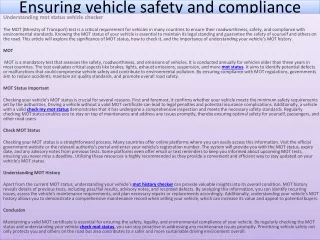 Ensuring vehicle safety and compliance