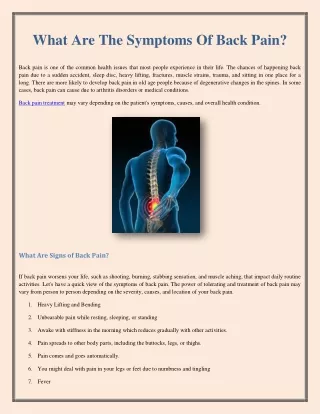 What Are The Symptoms Of Back Pain?