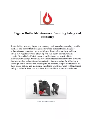 Regular Boiler Maintenance Ensuring Safety and Efficiency
