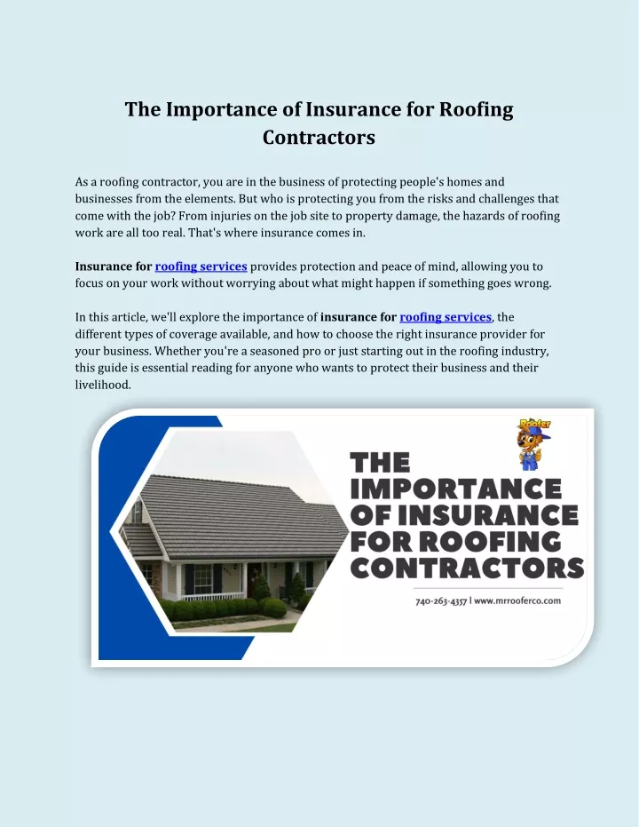 the importance of insurance for roofing