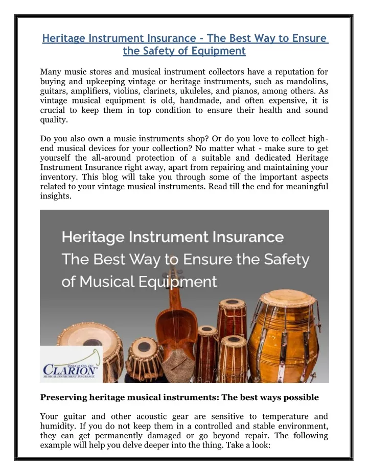 heritage instrument insurance the best