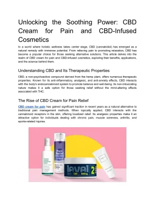 Unlocking the Soothing Power_ CBD Cream for Pain and CBD-Infused Cosmetics