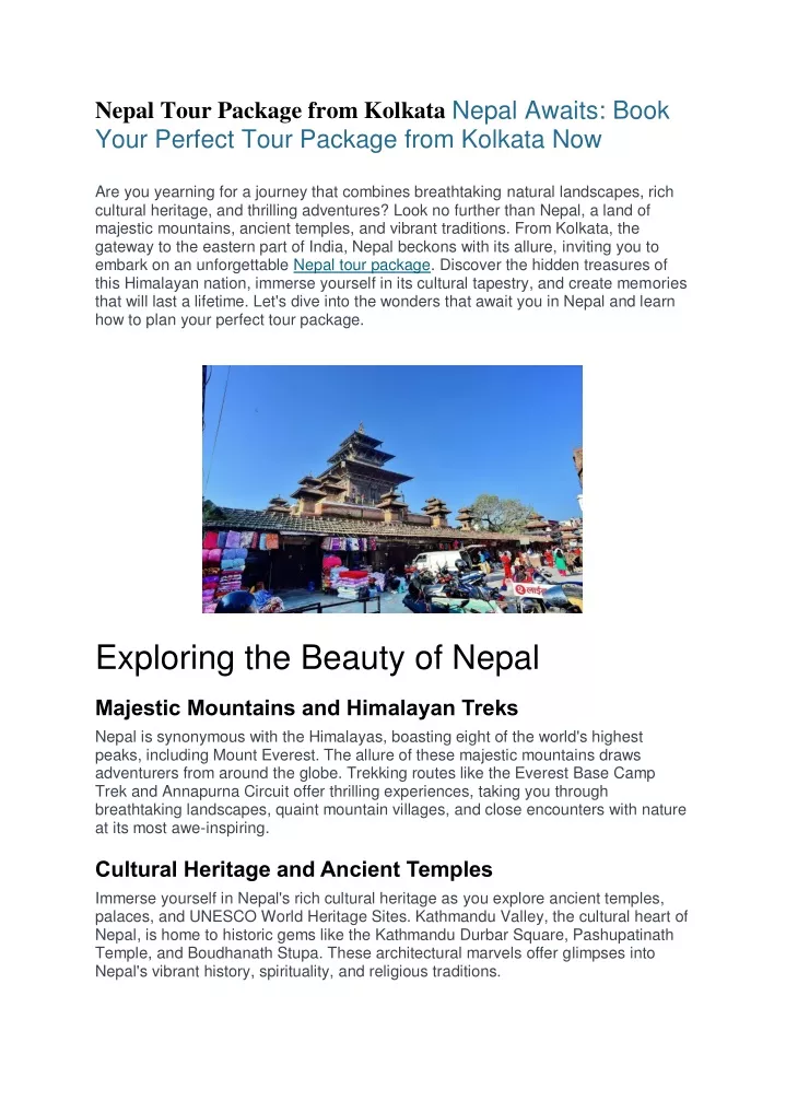nepal tour package from kolkata nepal awaits book