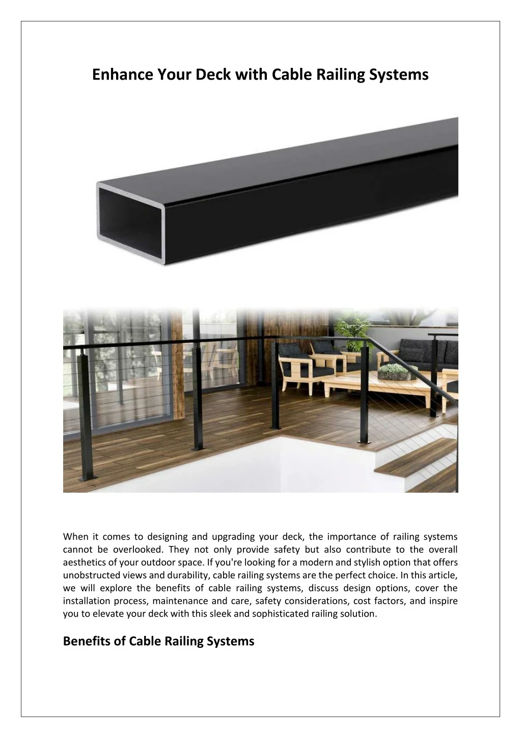 Pwd Railing Presentations PPT - Enhance Your Deck with Cable Railing Systems PowerPoint ...