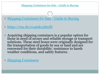 Guide to Shipping Containers
