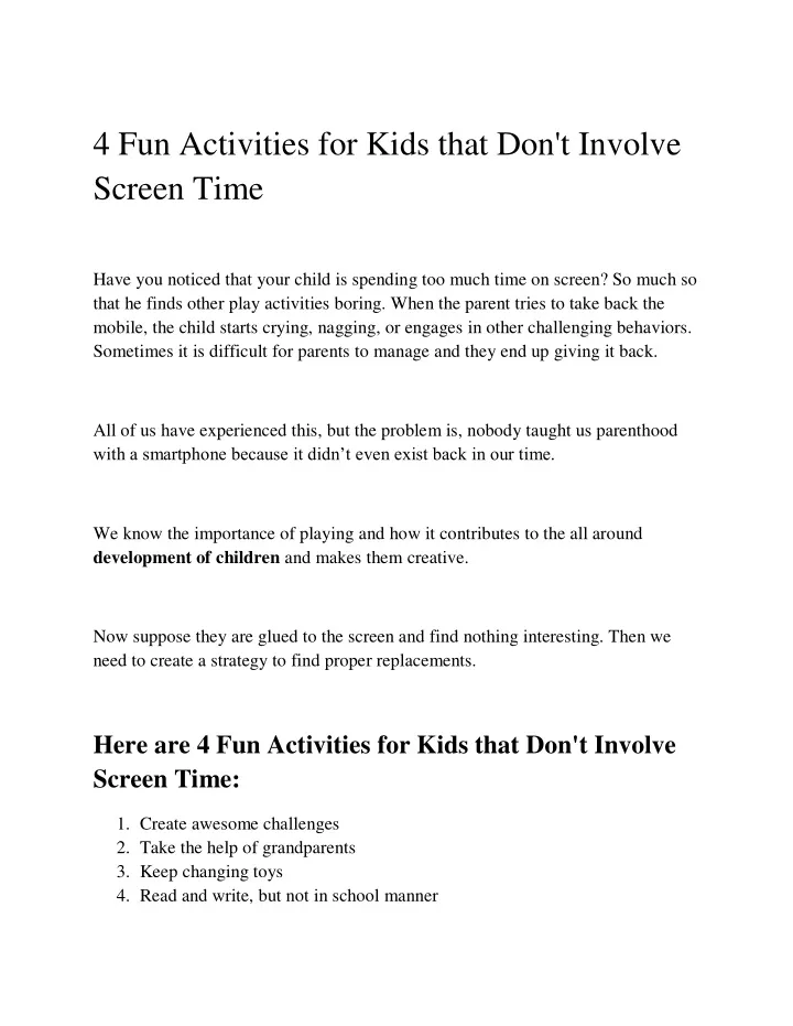 4 fun activities for kids that don t involve