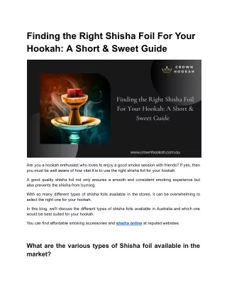 Finding the right Shisha Foil For YOur Hookah_ A Short & Sweet Guide