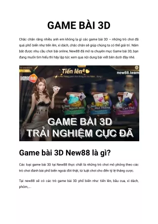 GAME BÀI 3D