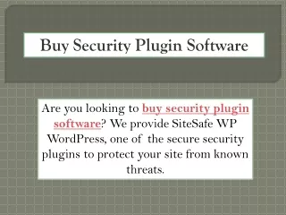 Buy Security Plugin Software