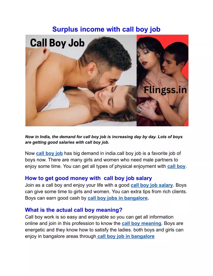 surplus income with call boy job