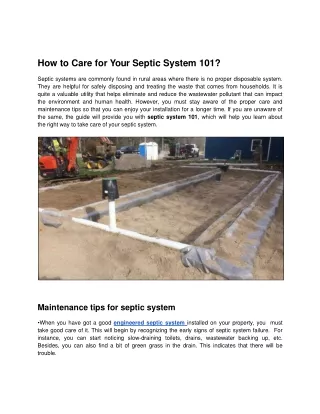 How to Care for Your Septic System 101
