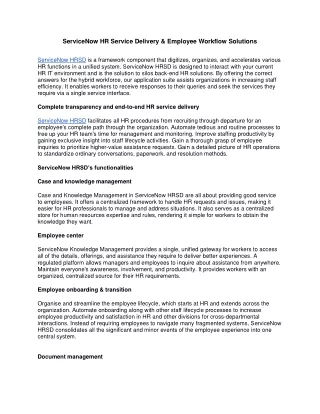 servicenow hr service delivery employee workflow