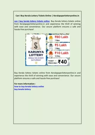 Can I Buy Kerala Lottery Tickets Online | Keralapaperlotteryonline.in