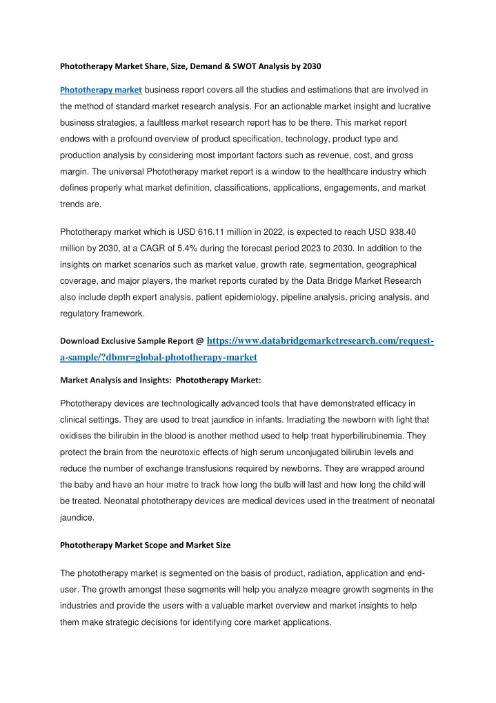 phototherapy market share size demand swot