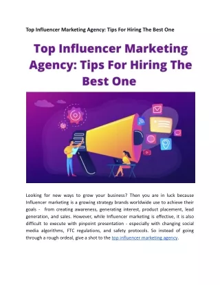 Top influencer marketing agency- tips for hiring the best one