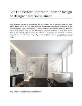 Get The Perfect Bathroom Interior Design At Designer Interiors Canada.docx