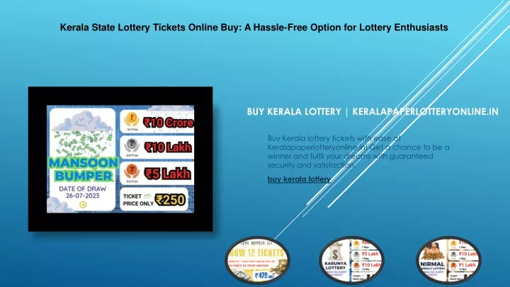 kerala state lottery tickets online buy a hassle