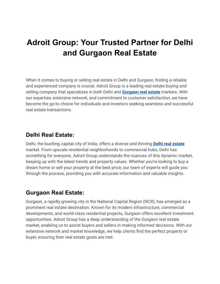 adroit group your trusted partner for delhi