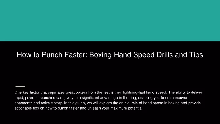 how to punch faster boxing hand speed drills and tips
