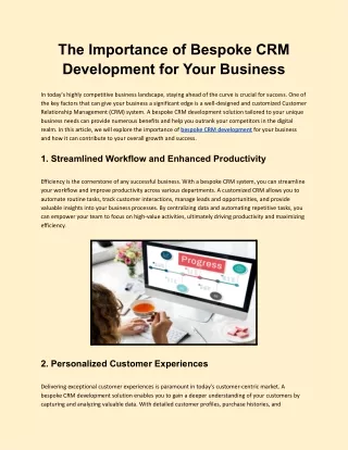The Importance of Bespoke CRM Development for Your Business