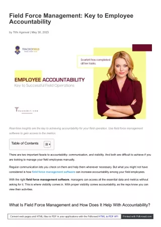 Field Force Management: Key to Employee Accountability