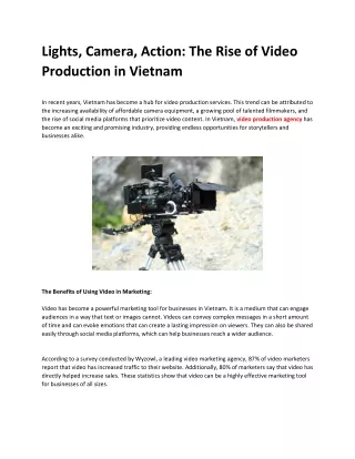 Lights Camera Action The Rise of Video Production in Vietnam