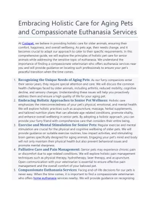 Embracing Holistic Care for Aging Pets and Compassionate Euthanasia Service1